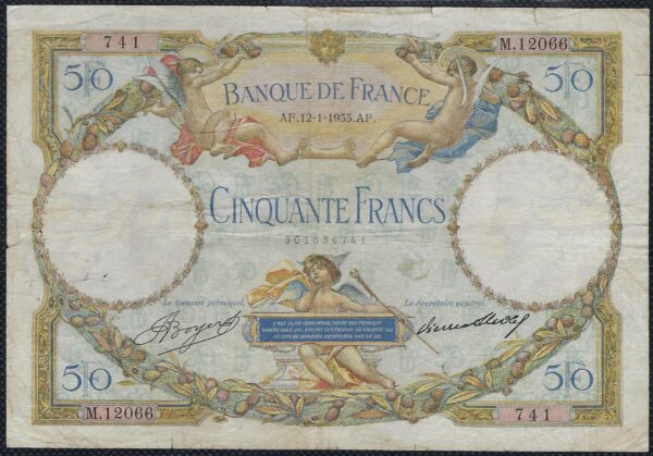 FRANCE 50 FRANCS L.O. MERSON 12-01-1933 M.12066 TB+