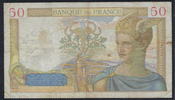 FRANCE 50 FRANCS CERES 17-3-1938 S.7913 TB+