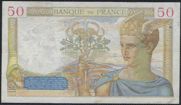 FRANCE 50 FRANCS CERES 31-3-1938 W.8014 TB+