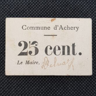 FRANCE 25 CENT. COMMUNE D'ACHERY (1914-1918) TTB