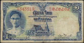 THAILANDE 1 BATH non daté (1948) SERIE R19 Signature 28 TB+