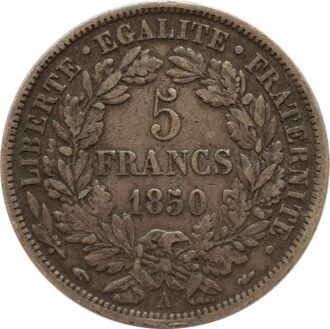 FRANCE 5 FRANCS 1850 A (Paris) Main-Chien CERES TTB