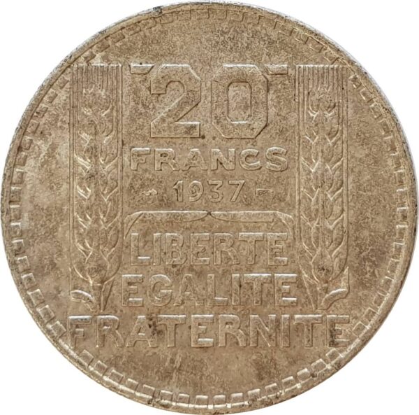 FRANCE 20 FRANCS TURIN 1937 TTB+
