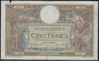FRANCE 100 FRANCS MERSON SANS LOM 26-11-1920 E.7022 TB