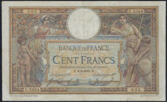 FRANCE 100 FRANCS MERSON SANS LOM 4-2-1919 U.5554 TB+