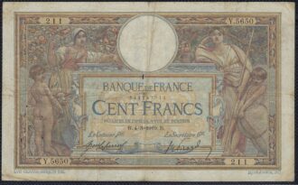 FRANCE 100 FRANCS MERSON SANS LOM 4-3-1919 Y.5650 TB+