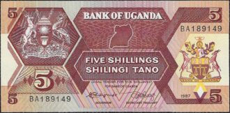 OUGANDA 5 SHILLINGS 1987 SERIE BA NEUF