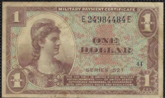 U.S.A MILITARY PAYMENT CERTIFICATE 1 DOLLAR SERIE 521 non daté (1954) TTB+