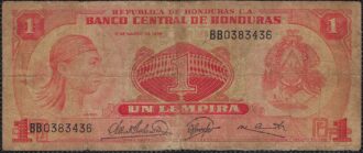 HONDURAS 1 LEMPIRA 11-3-1974 TB+ (W58)
