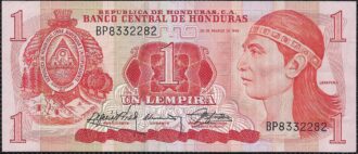 HONDURAS 1 LEMPIRA 30-3-1989 SERIE BP NEUF (W68c)