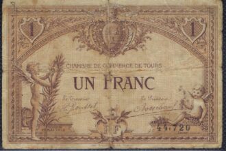 1 FRANC CHAMBRE DE COMMERCE DE TOURS 1915