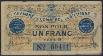1 FRANC CHAMBRE DE COMMERCE DE St ETIENNE 1921 SERIE B