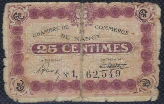 25 CENTIMES NANCY (1921) B-