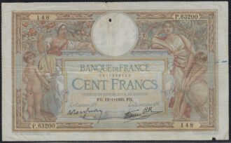 FRANCE 100 FRANCS MERSON SANS LOM 12-1-1939 P.63200 TB+