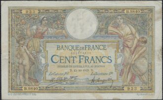 FRANCE 100 FRANCS MERSON SANS LOM 15-10-1923 B.9840 TB+