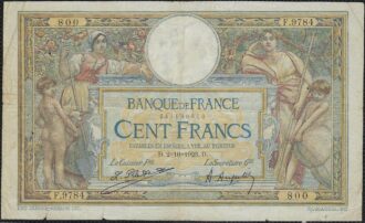 FRANCE 100 FRANCS MERSON SANS LOM 2-10-1923 F.9784 TB