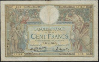 FRANCE 100 FRANCS MERSON SANS LOM 24-12-1924 R.11611 TB+