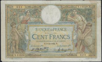FRANCE 100 FRANCS MERSON SANS LOM 9-12-1924 V.11538 TB+