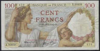 FRANCE 100 FRANCS SULLY 17-4-1941 X.20939 TTB