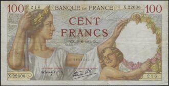 FRANCE 100 FRANCS SULLY 19-6-1941 X.22606 TTB