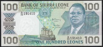 SIERRA LEONE 100 LEONES 27-4-1989 SERIE D32 NEUF