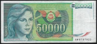 YOUGOSLAVIE 50000 DINARA 1-5-1988 SERIE AM TTB