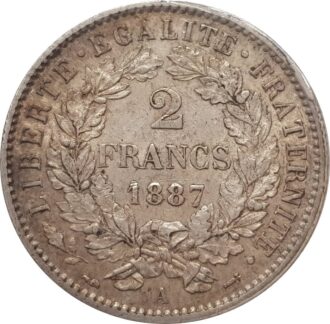 FRANCE 2 FRANCS CERES 1887 A TTB+