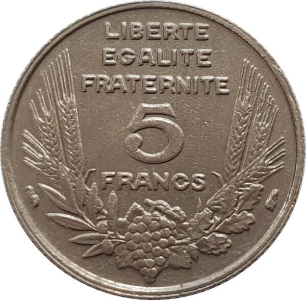 FRANCE 5 FRANCS BAZOR 1933 L.BAZOR serrée TTB