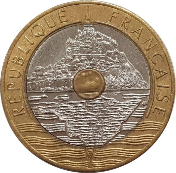FRANCE 20 FRANCS MONT ST MICHEL 1992 V FERME 4 cannelures TTB+