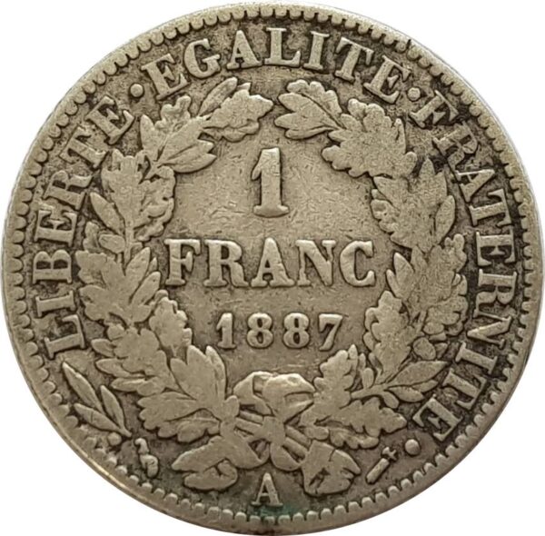 FRANCE 1 FRANC CERES 1887 A (Paris) TB