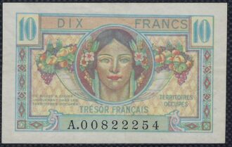 FRANCE 10 FRANCS TRESOR FRANCAIS TERRITOIRES OCCUPES Type 1947 SUP