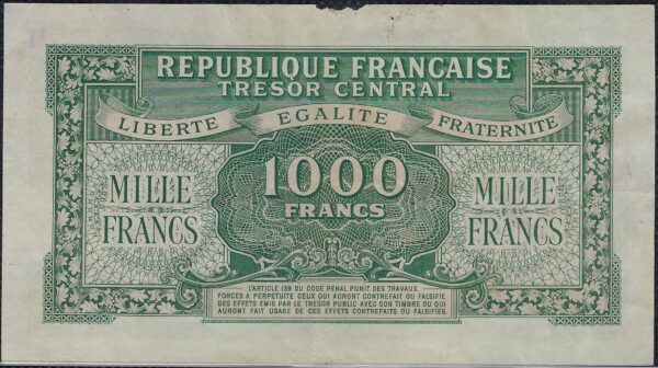 FRANCE 1000 FRANCS MARIANNE Type 1945 SERIE 15A chiffres gras TTB