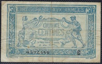 FRANCE 50 CENTIMES TRESORERIE AUX ARMEES Type 1917 SERIE C TB+