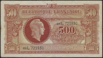 FRANCE 500 FRANCS MARIANNE TYPE 1945 SERIE 68L TTB