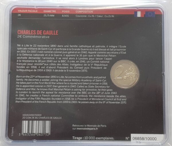 FRANCE 2020 2 EURO CHARLES DE GAULLE B.U