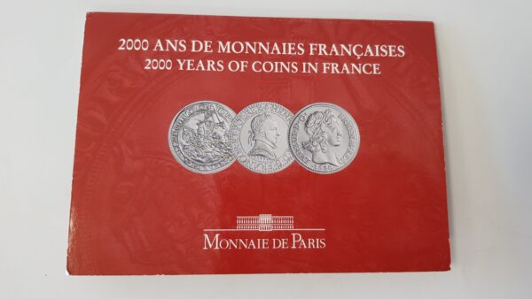 FRANCE COFFRET B.U. 2000 ANS DE MONNAIES FRANCAISES 3 x 5 FRANCS 2000 JEAN II HENRI III LOUIS XIII